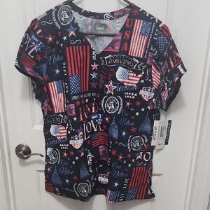 Red and Blue Patriotic Short Sleeve Tee